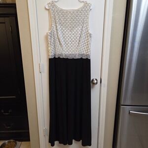 Vtg Cachet Beaded Embellished Illusion Neck Sleeveless Black Maxi Dress Size 16